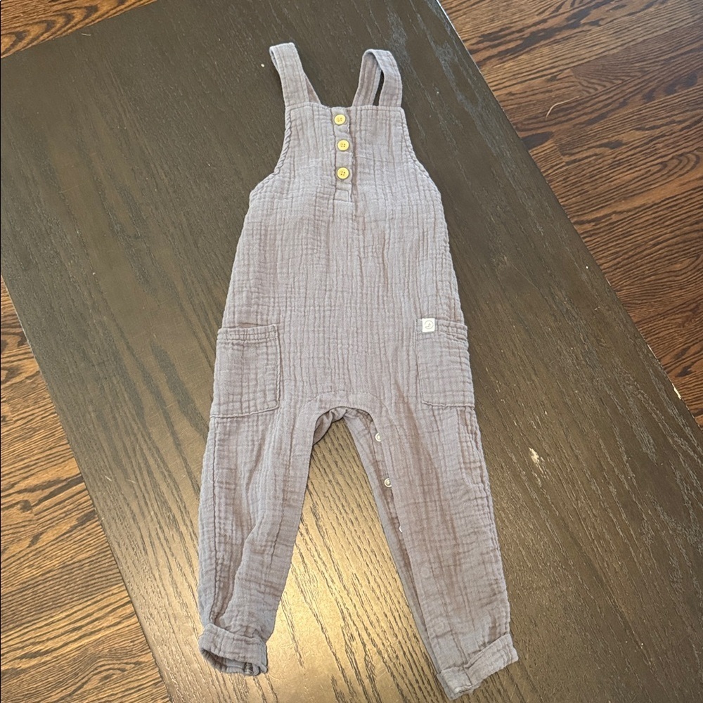 Gray Buttoned Overalls for Kids